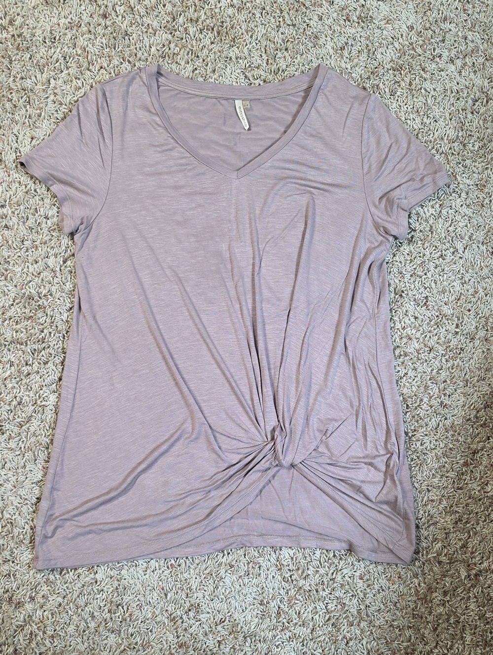 mittoshop Light Mauve V-Neck Twist-Front Short Sleeve Top